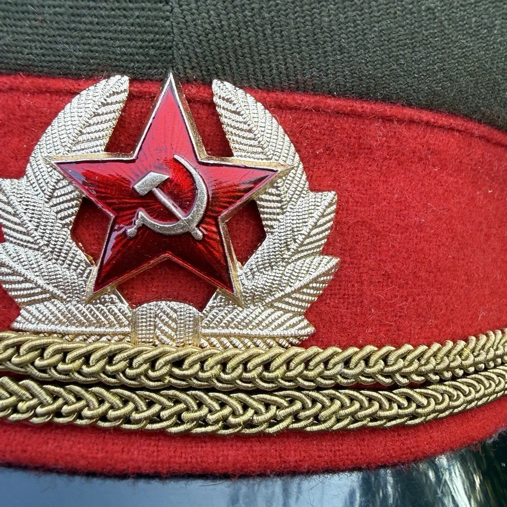 VTG Soviet USSR Military Parade Visor Cap Hat Size 58 Hammer & Sickle With‎ Tags